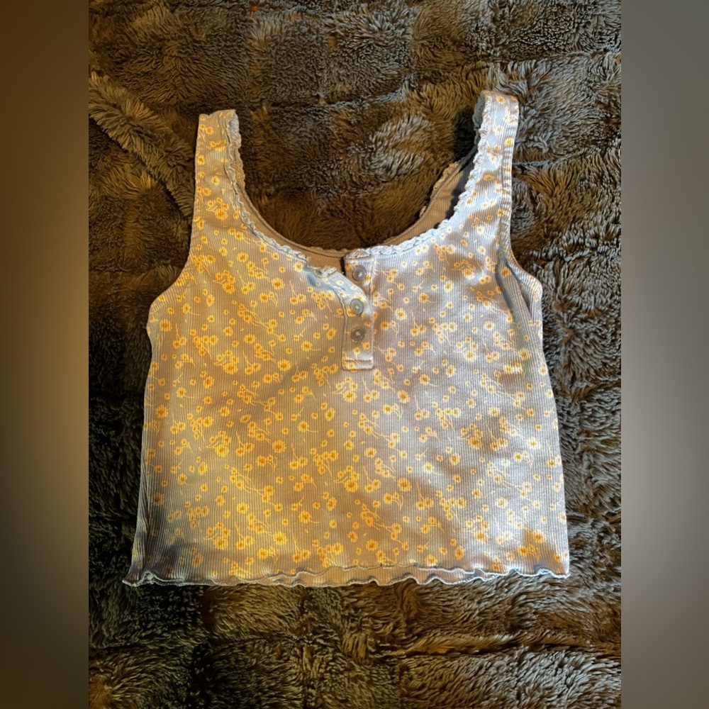 Blue Flowery Tank/Crop Top